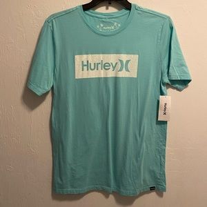 Hurley Turquoise Logo Short Sleeved Graphic Tee Size Small
